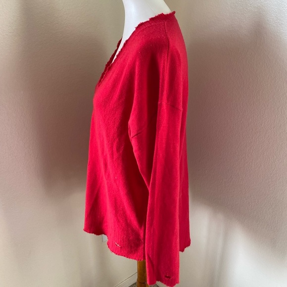 Current/Elliott Destroyed Cashmere Blend V neck Sweater - Picture 4 of 9